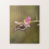 Gele en Zwarte Vlinder Bloem Natuur Puzzel (Verticaal)