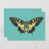 Gele en zwarte vlinder briefkaart (Voorkant / Achterkant)