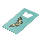 Gele en zwarte vlinder creditkaart flessenopener (Voorkant Gekanteld)