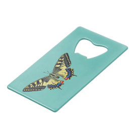 Gele en zwarte vlinder creditkaart flessenopener