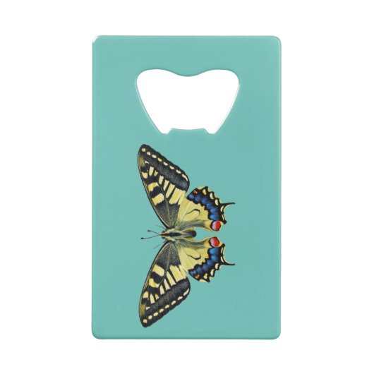 Gele en zwarte vlinder creditkaart flessenopener (Achterkant)