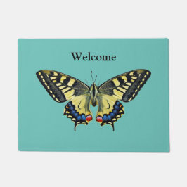 Gele en zwarte vlinder deurmat