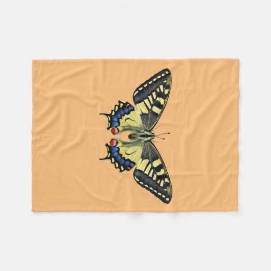 Gele en zwarte vlinder fleece deken (Voorkant (Horizontaal))