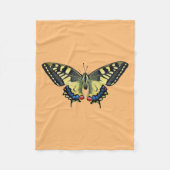 Gele en zwarte vlinder fleece deken (Voorkant)