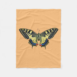 Gele en zwarte vlinder fleece deken