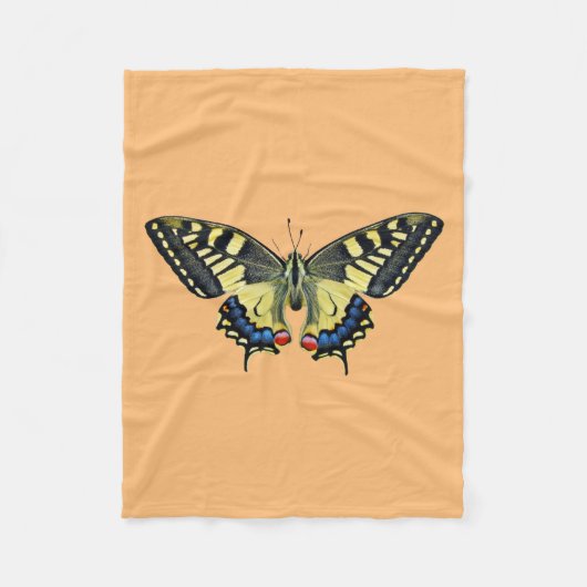 Gele en zwarte vlinder fleece deken (Voorkant)