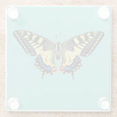 Gele en zwarte vlinder glazen onderzetter (Achterkant)