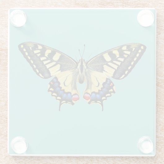 Gele en zwarte vlinder glazen onderzetter (Achterkant)