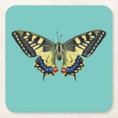 Gele en zwarte vlinder kartonnen onderzetters (Voorkant)