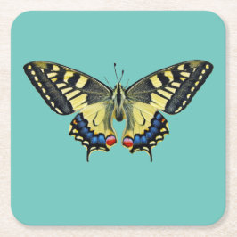 Gele en zwarte vlinder kartonnen onderzetters