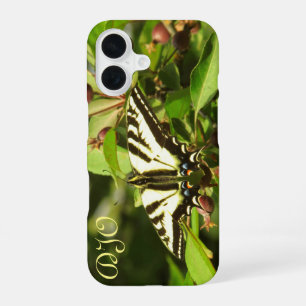 Gele en zwarte vlinder op appelboom iPhone 16 hoesje