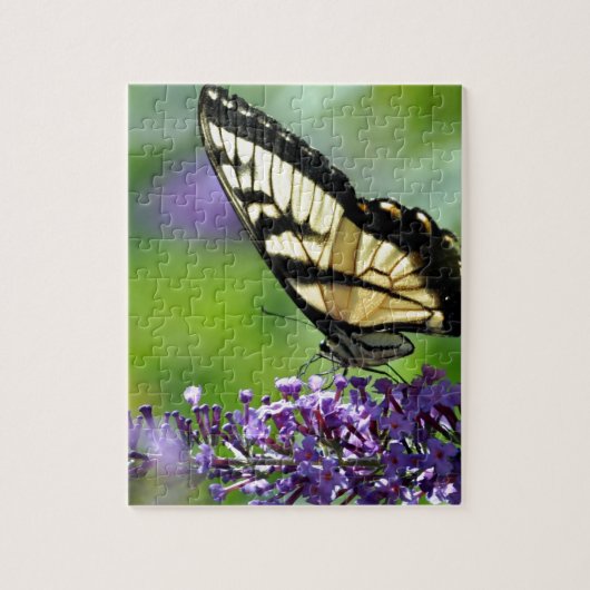 Gele en Zwarte Vlinder op Lavendel Legpuzzel (Verticaal)