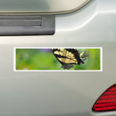 Gele en zwarte vlinder op lavender bumpersticker (Op auto)