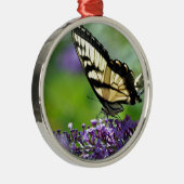 Gele en zwarte vlinder op lavender metalen ornament (Rechts)