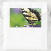 Gele en zwarte vlinder op lavender rechthoekige sticker (Tas)