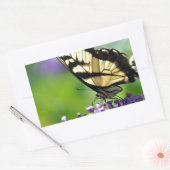 Gele en zwarte vlinder op lavender rechthoekige sticker (Envelop)