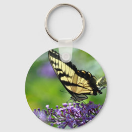 Gele en zwarte vlinder op lavender sleutelhanger