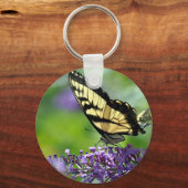 Gele en zwarte vlinder op lavender sleutelhanger (Voorkant)