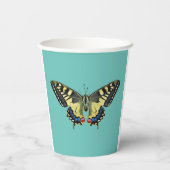 Gele en zwarte vlinder papieren bekers (Achterkant)