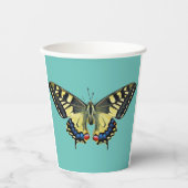 Gele en zwarte vlinder papieren bekers (Voorkant)