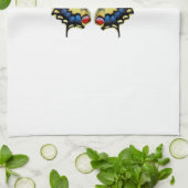 Gele en zwarte vlinder theedoek (Gevouwen)