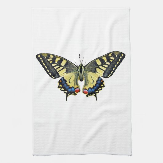 Gele en zwarte vlinder theedoek (Verticaal)