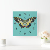 Gele en zwarte vlinder vierkante klok (Huis)