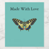 Gele en zwarte vlinder wijn etiket (Enkel label)