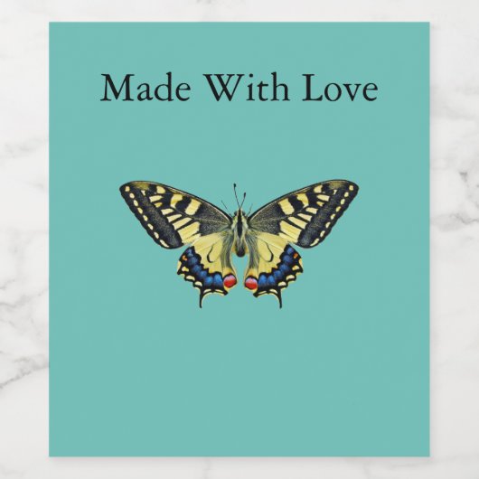 Gele en zwarte vlinder wijn etiket (Enkel label)