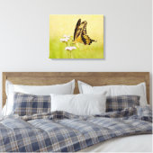 Gele en Zwarte Vlinder Wildflower Art Print (Insitu (Slaapkamer))