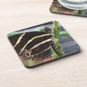 Gele en zwarte vlindervleugels drankjes onderzetter (Linkerzijde)