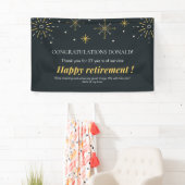 Gele en zwarte vuurwerkvonken met pensioen spandoek (Insitu)