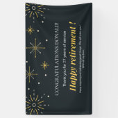 Gele en zwarte vuurwerkvonken met pensioen spandoek (Verticaal)