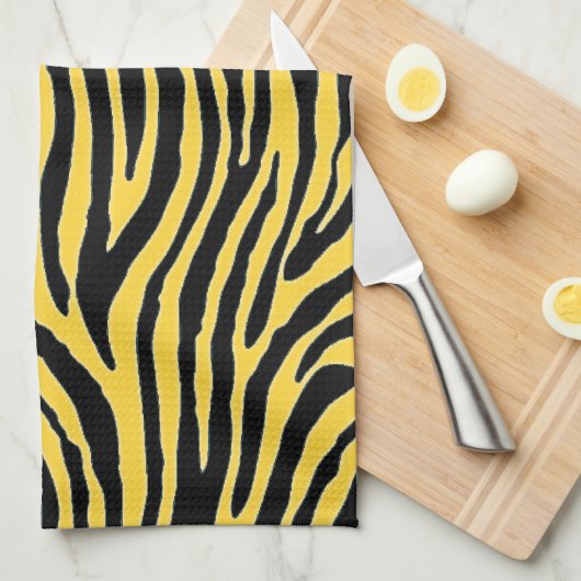 gele en zwarte zebra theedoek (Quarter Fold)