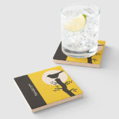  gele en zwarte zeenvogel stenen onderzetter (Zijkant)