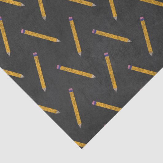 Gele encils op het chromatborddecoupage tissuepapier (Detail)