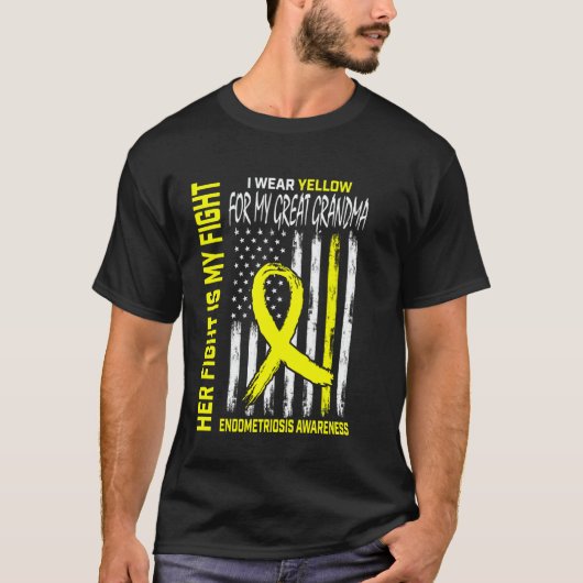 Gele Endometriose Awareness Grootmoeder Vlag T-shirt (Voorkant)