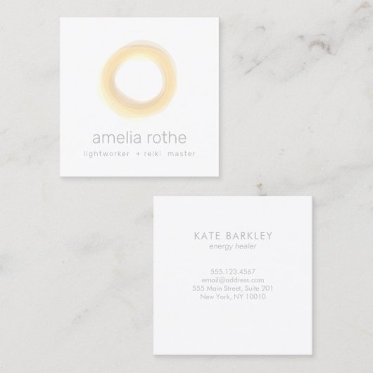 Gele Energie Healer Cirkel Vierkante Visitekaartje (Voorkant / Achterkant)