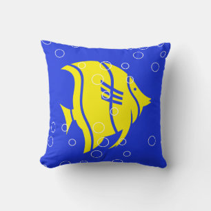 Gele engelenvis op blauwe PILLOW Kussen