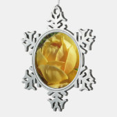Gele Engelse Roos Tin Sneeuwvlok Ornament (Rechts)