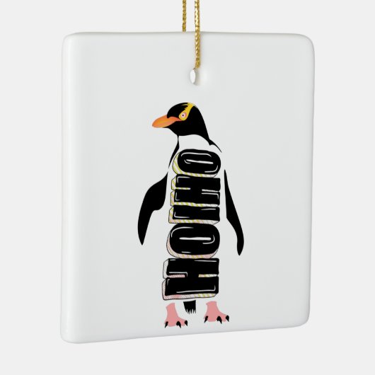 Gele eogige pinguïn keramisch ornament (Rechts)