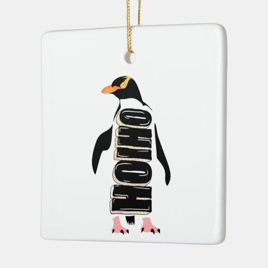 Gele eogige pinguïn keramisch ornament (Links)