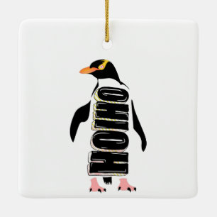 Gele eogige pinguïn keramisch ornament