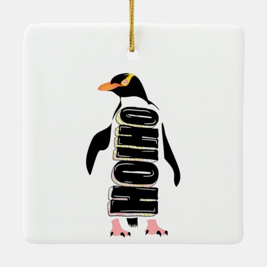 Gele eogige pinguïn keramisch ornament (Achterkant)
