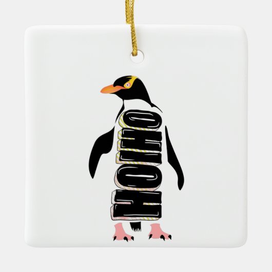 Gele eogige pinguïn keramisch ornament (Voorkant)