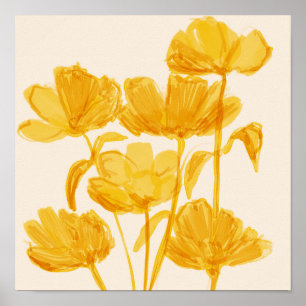 Gele esthetische woonkamer Bedroom Home Decor Poster