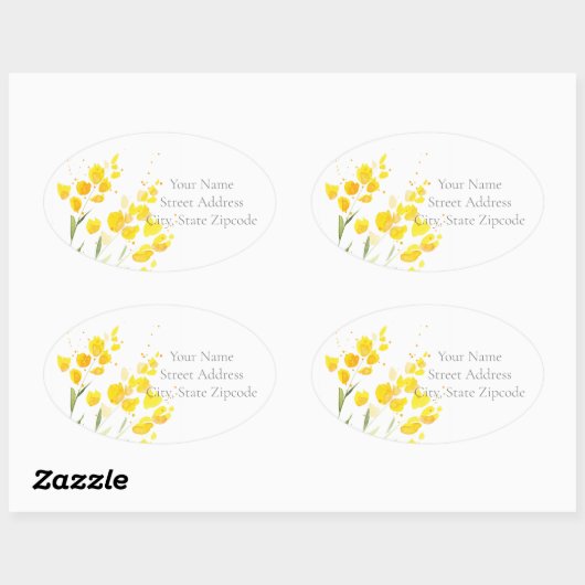 Gele etiketten met wilde bloemen (Vel)