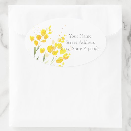 Gele etiketten met wilde bloemen (Tas)