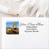 Gele Excavator Return-adres Etiket (Insitu)