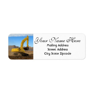 Gele Excavator Return-adres Etiket